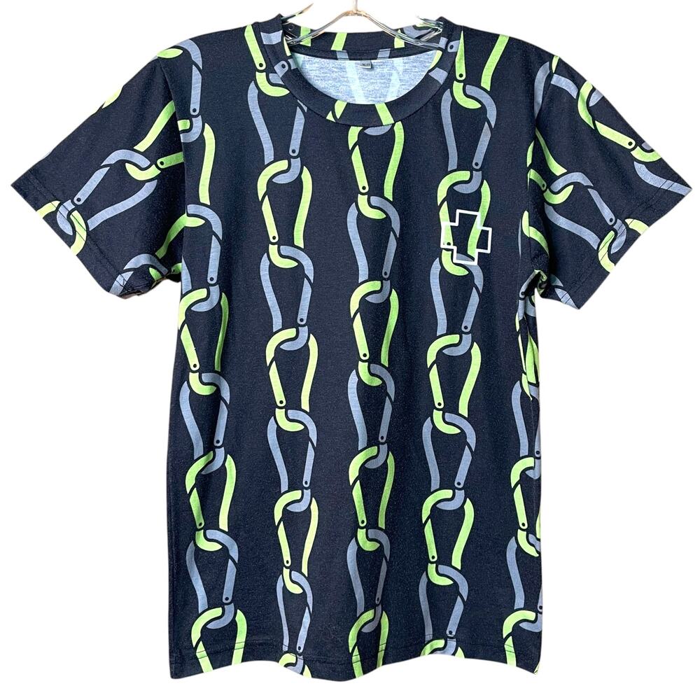 So iLL Carabiner Print Tee Shirt Black Green Climbing Graphic Small